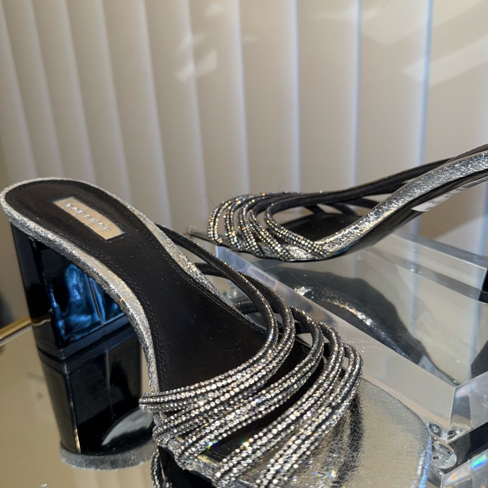 Topshop Black and Silver Chunky Heels